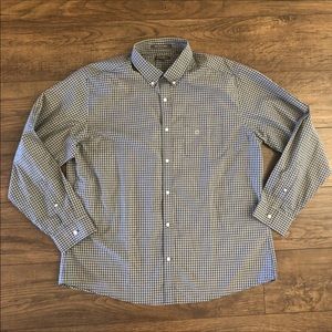 Eddie Bauer Mens NWT Shirt Size XL Plaid Long Sleeve Wrinkle Resistant Blue Tan
